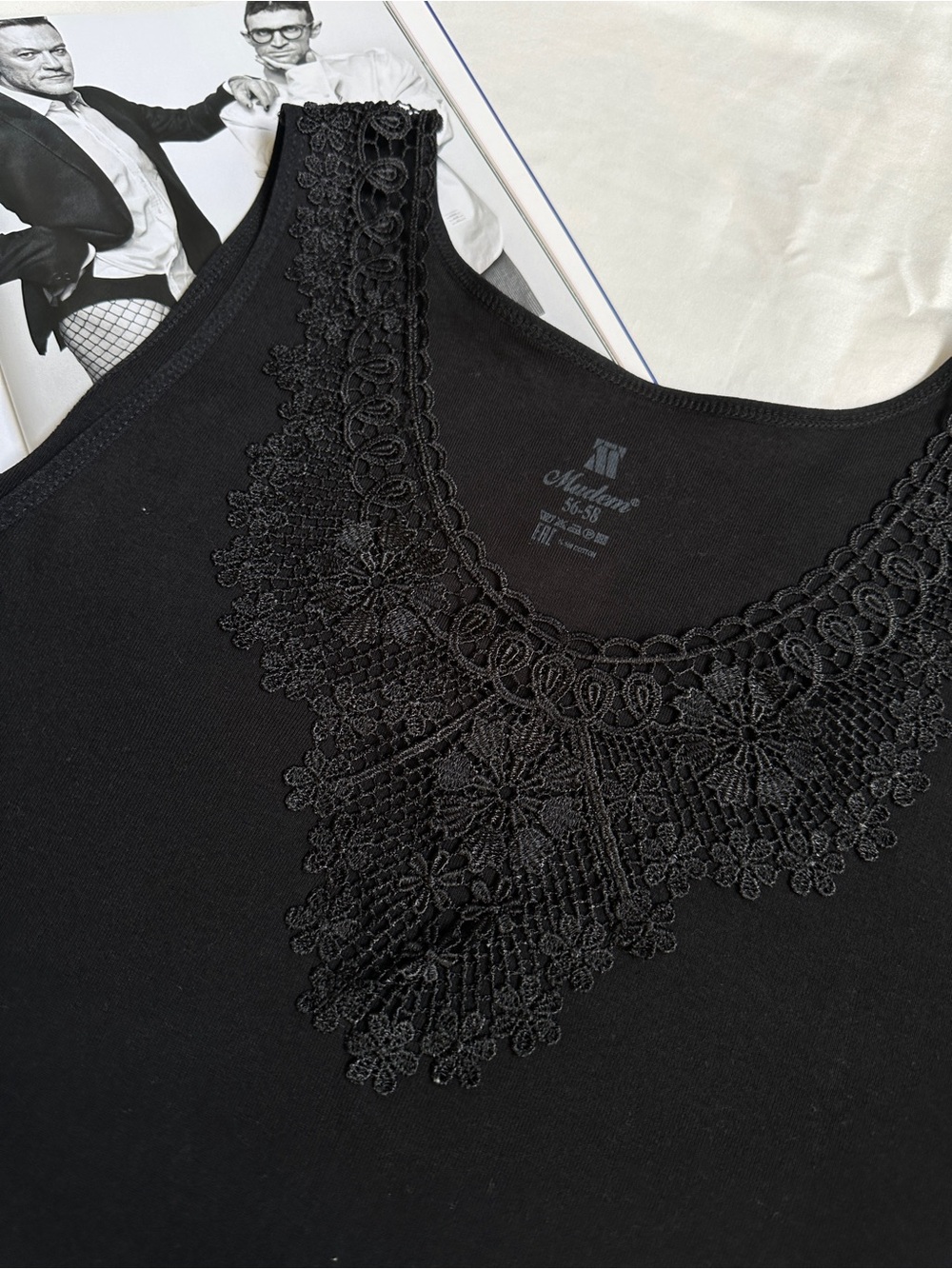3/50$Black Women's Lace-Trim Tank Top - Picture 2 of 13